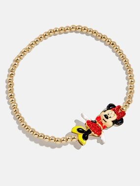 Baublebar Gold Beaded Bracelet with Minnie Mouse Charm NWT